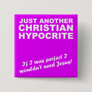 Een andere christelijke huichelaar knoop pin badge vierkante button 5,1 cm