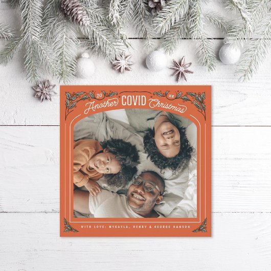 Een andere COVID kerst Holly Foto Holiday Kaart