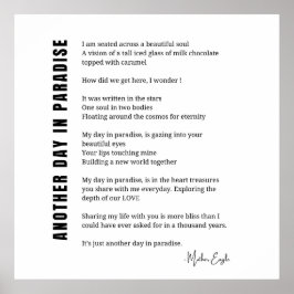 Een andere dag in het paradijs gedicht zwart witte poster