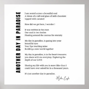Een andere dag in het paradijs gedicht zwart witte poster