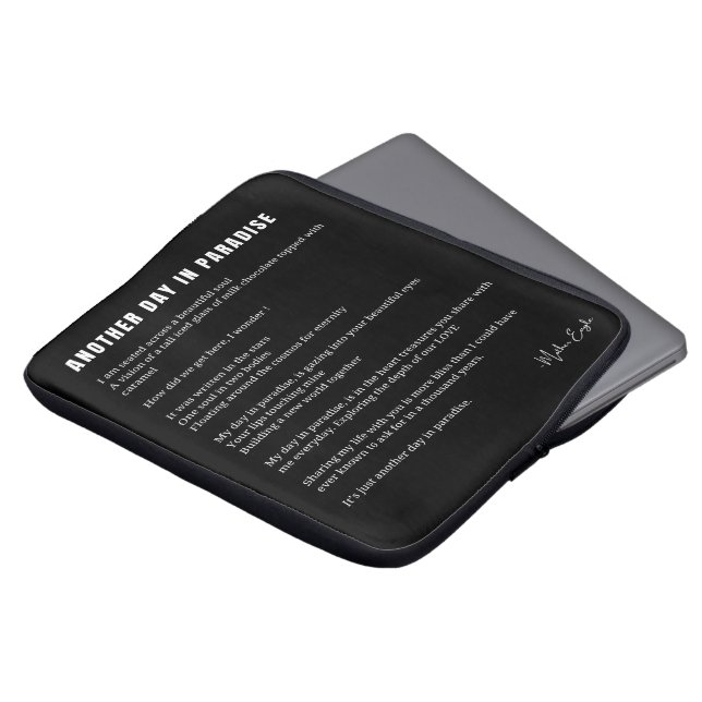 Een andere dag in het paradijs liefde gedicht muur laptop sleeve (Voorkant top)