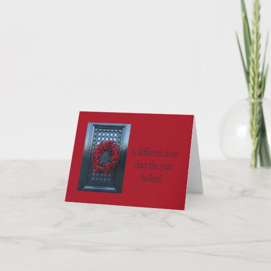 Een andere deur - Kerstmis met nieuwe adreskaart Feestdagen Kaart (Voorkant)