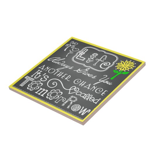 Een andere kans krijtbord look keramische tegel tegeltje (Zijkant)