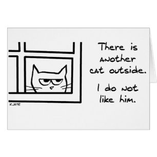 Een andere kat in de gaard - Funny Cat Card