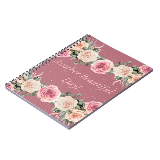 Een andere mooie dag roze roos bloementuin Notitie Notitieboek (Linkerzijde)
