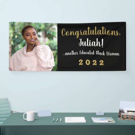 Een andere opgeleide zwarte vrouw 2022 Afstuderen  Spandoek (Beurs)