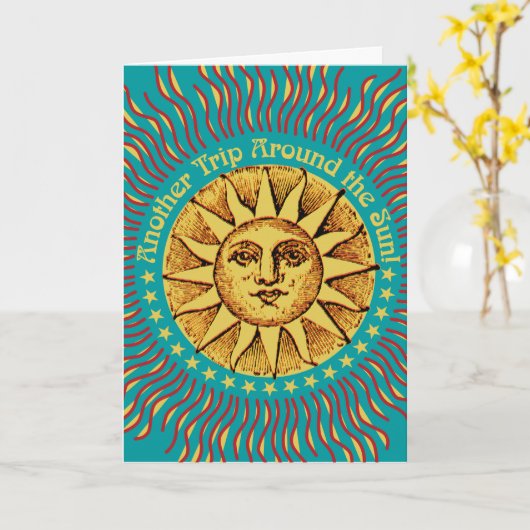 Een andere reis rond de Sun Boho Birthday Kaart (Gele Bloem)