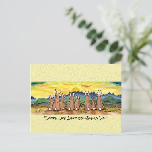 Een andere Sunny Bunny Day Rabbit Waterverf Art Po Briefkaart (Staand voorkant)