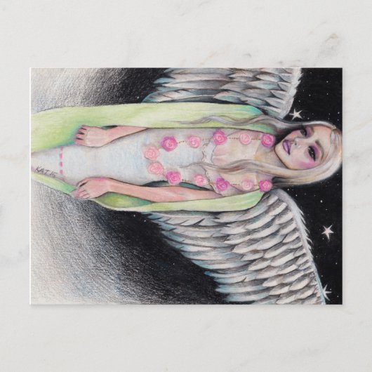Een Angel Originele Kunst Illustratie Kim Turner A Briefkaart (Voorkant)