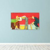 Een angstaanjagend moment, een poolschoen die een canvas afdruk (Insitu (Houten vloer))