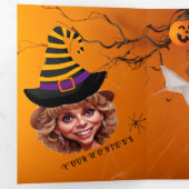Een angstaanjagend Venetiaans Halloween-karikatuur Drieluik Uitnodiging (Binnenzijde eerst)