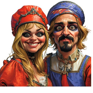 Een angstaanjagend Venetiaans Halloween-karikatuur Drieluik Uitnodiging