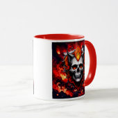 Een angstaanjagende, gestileerde schedel omringd d mok (Voorkant rechts)