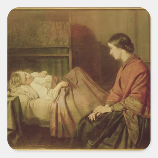 Een angstig uur vierkante sticker (Voorkant)