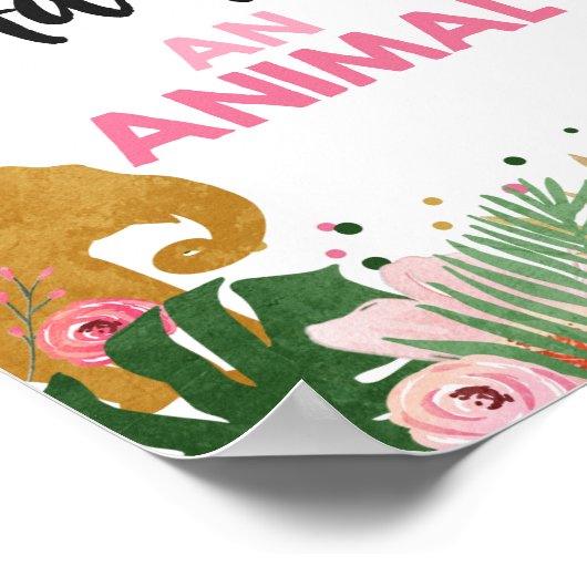 Een 'Animal Safari'-Oerwoud 'Girl Pink' goedkeuren Poster (Hoek)