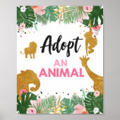 Een 'Animal Safari'-Oerwoud 'Girl Pink' goedkeuren Poster (Voorkant)