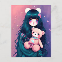 Een Anime Girl met een Teddy Bear, Postkruising