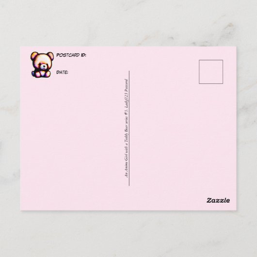 Een Anime Girl met een Teddy Bear, Postkruising Briefkaart (Achterkant)