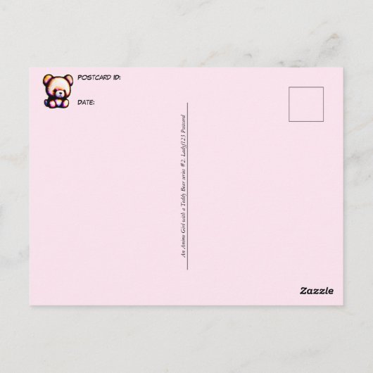 Een Anime Girl met een Teddy Bear, Postkruising Briefkaart (Achterkant)