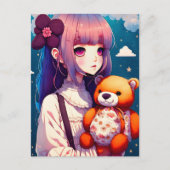 Een Anime Girl met een Teddy Bear, Postkruising Briefkaart (Voorkant)