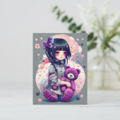 Een Anime Girl met een Teddy Bear, Postkruising Briefkaart (Staand voorkant)