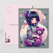 Een Anime Girl met een Teddy Bear, Postkruising Briefkaart (Voorkant / Achterkant)