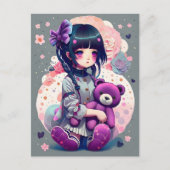 Een Anime Girl met een Teddy Bear, Postkruising Briefkaart (Voorkant)