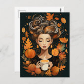 Een ansichtkaart voor herfst- en koffieliefhebbers briefkaart (Voorkant / Achterkant)