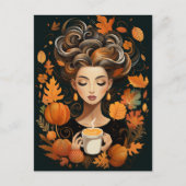 Een ansichtkaart voor herfst- en koffieliefhebbers briefkaart (Voorkant)