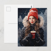 Een ansichtkaart voor winter- en koffieliefhebbers briefkaart (Voorkant / Achterkant)