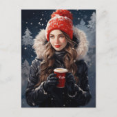 Een ansichtkaart voor winter- en koffieliefhebbers briefkaart (Voorkant)