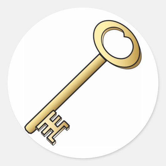 Een Antiek Gold Key Ronde Sticker (Voorkant)