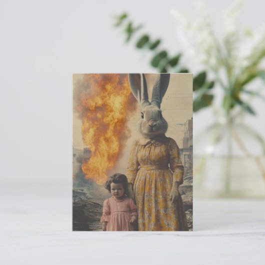 Een apocalyptische paashaas briefkaart (Staand voorkant)