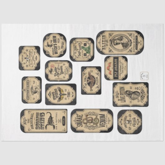 Een Apothecary- en Potion Label Series Design 4 Tissuepapier (Voorkant)