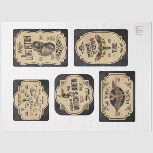 Een Apothekers- en drankje-labels serie ontwerp 2 Tissuepapier (Voorkant)