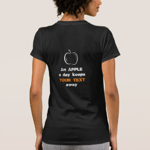 Een appel een dag witte lijn kunst t-shirt