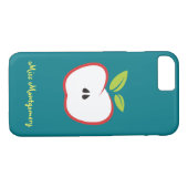 Een appel met rode omtrek en groene bladeren Case-Mate iPhone case (Achterkant (Horizontaal))