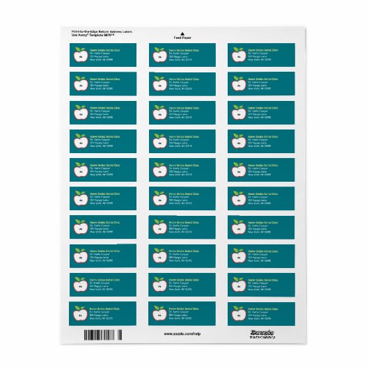 Een appel met rode omtrek en groene bladeren etiket (Full Sheet)