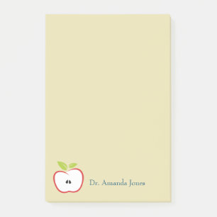 Een appel met rode omtrek en groene bladeren post-it® notes