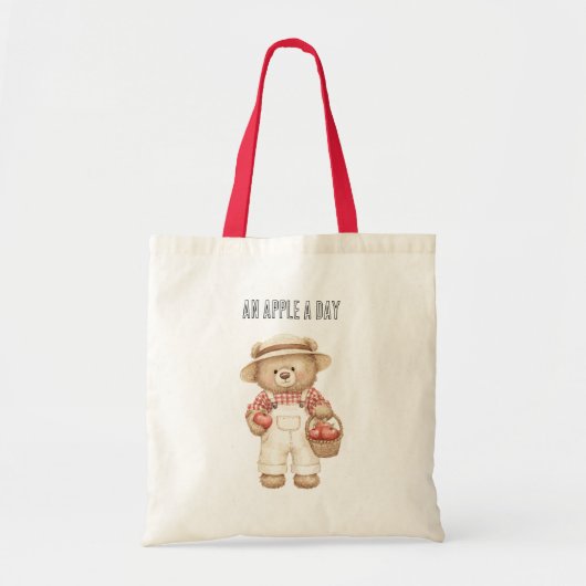 Een Appel Per Dag Beer Mand Tote Bag (Voorkant)