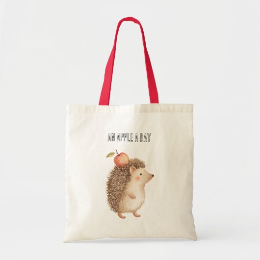 Een appel per dag egel tote bag (Voorkant)