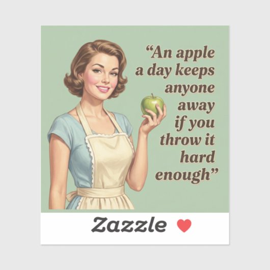 Een appel per dag Funny Sarcasme Retro Citaat Sticker (Vel)