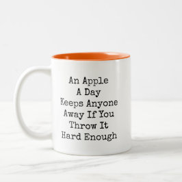 Een appel per dag Funny sarcasme Tweekleurige Koffiemok