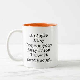 Een appel per dag Funny sarcasme Tweekleurige Koffiemok
