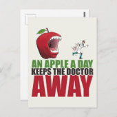 Een appel per dag houdt de dokter weg grappige app briefkaart (Voorkant / Achterkant)