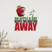 Een appel per dag houdt de dokter weg grappige app poster (Keuken)