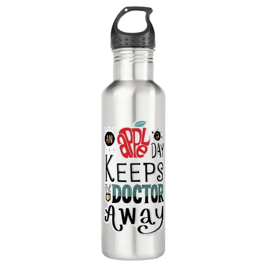 Een appel per dag houdt de dokter weg Quote Waterfles (Voorkant)