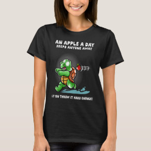 Een appel per dag houdt iedereen weg Nerd Turtle T T-shirt