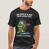Een appel per dag houdt iedereen weg Nerd Turtle T T-shirt (Voorkant)