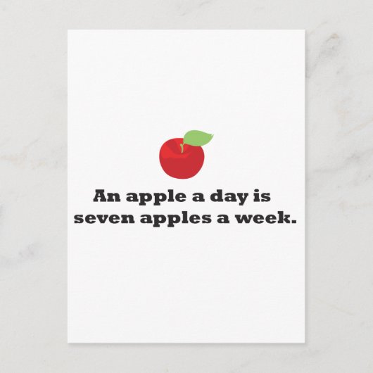 Een appel per dag is 7 appels per week briefkaart (Voorkant)